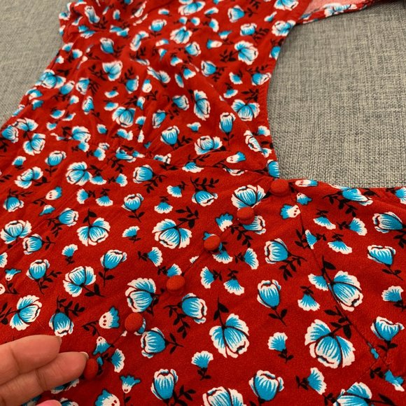 Forever 21 Cute Short Romper Medium Short Sleeve Low V-Neck Buttons Open Back - Picture 10 of 13